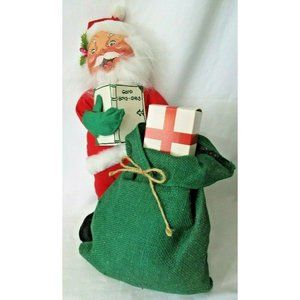 Annalee Mobilitee 18" Santa w/Book & Green Burlap Sack #5505 w/Tag EUC